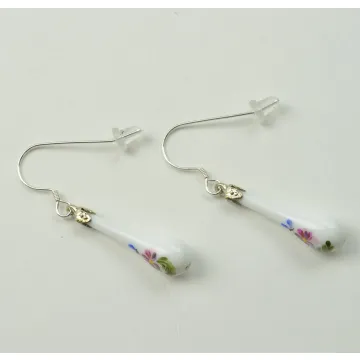 Fenton Art Glass - Hand Painted Teardrop Earrings - Hope - Handcrafted