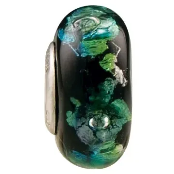 Fenton Art Glass Artisan Crafted Bead - Abyss - Sterling Silver Lined