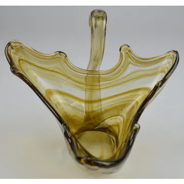 Sooner Art Glass Gold & Clear Swan Shaped Bowl