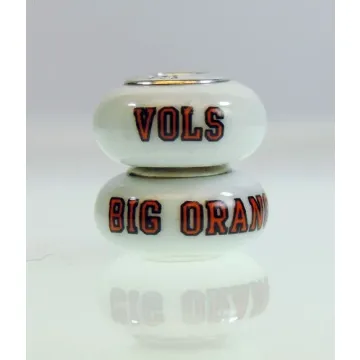 Fenton Milk Glass Collegiate Bead - Tennessee Vols - Sterling Silver Lined