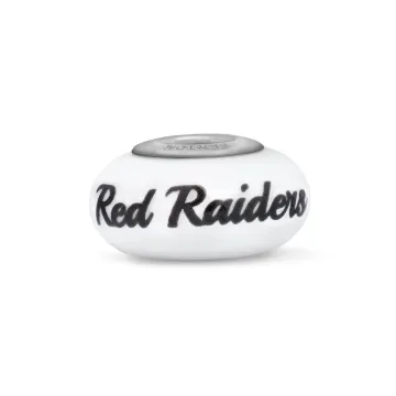 Fenton Milk Glass Collegiate Bead - Texas Tech - Sterling Silver Lined