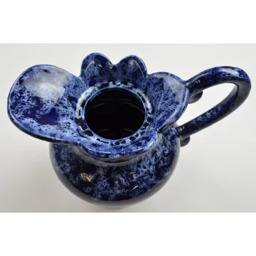 Spongeware Pottery Pitcher - Dark Blue - 5.5 Tall
