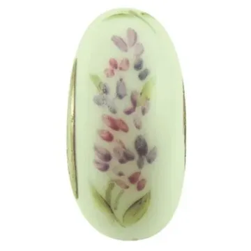 Fenton Art Glass Artisan Crafted Bead - Springtime Lilacs - Sterling Silver Core