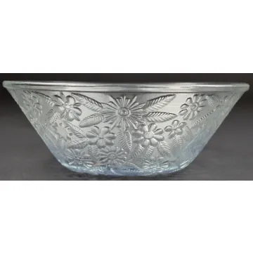 Indiana Glass - Pineapple & Floral Clear Pattern - Salad Bowl - 7.5 Wide