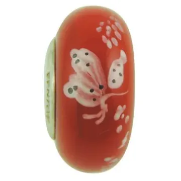 Fenton Art Glass Artisan Bead - Chantilly Butterfly - Sterling Silver Lined