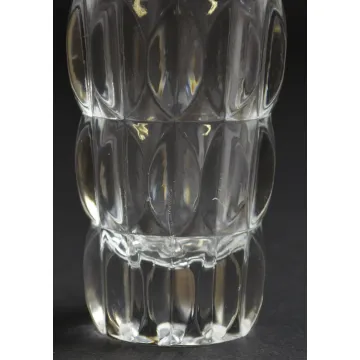 Clear Pressed Glass Flower Vase - Thumbprint Pattern - 5 Tall