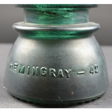 Vintage Hemingray No. 42 Teal Green Glass Insulator - 4.375 Tall