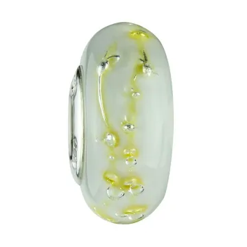 Fenton Art Glass Artisan Bead - Silver and Gold - Sterling Silver Core