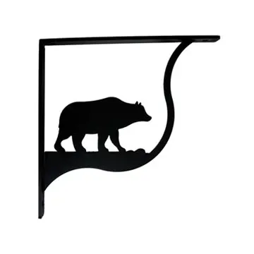 Wall Shelf Bracket Pair Of 2 - Bear Pattern - Wrought Iron - 9.25 Long