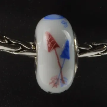 Fenton Art Glass Artisan Crafted Bead - Pi Beta Phi - Sterling Silver Lined