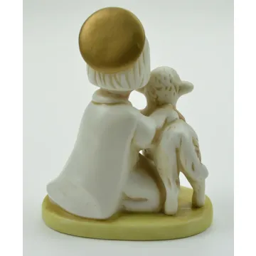 Homco Angel Holding Lamb Ceramic Figurine - #5605 - 4 Tall