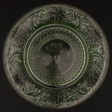 Tiara Crystal - Sandwich Light Green Pattern - Salad Plate - 8.375 Wide
