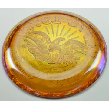 Indiana Glass Plate - American Bicentennial Amber Carnival - Eagle 1976