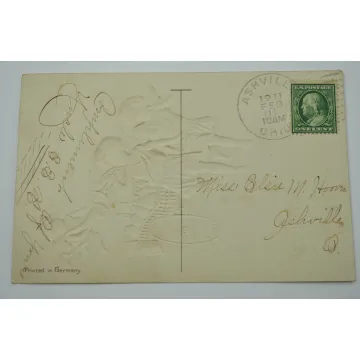 Vintage Postcard With Ben Franklin One Cent Stamp - A Happy Birthday - 1911