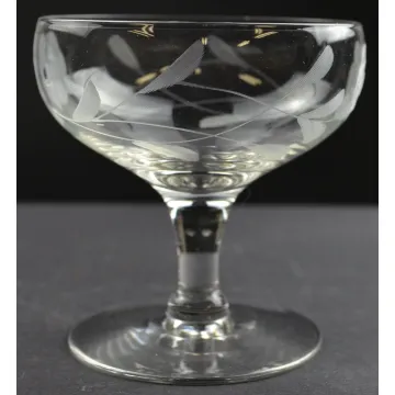 Clear Etched Glass Floral Pattern Sherbet - 3.5 Tall