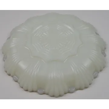 Anchor Hocking Glass Fire King 3 Part Relish Dish - Milk Glass Gold Trim