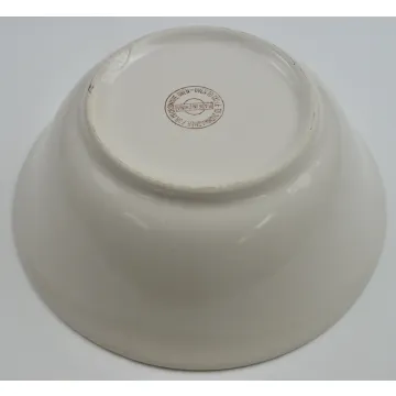White Pottery With Orange Bands Vegetable Bowl - 9.375 Round