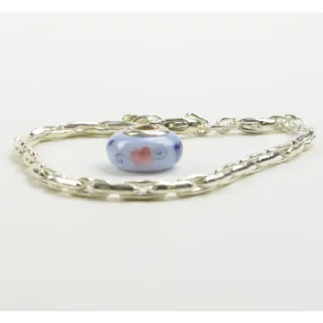 Fenton Art Glass Artisan Crafted Bead - Sigma Kappa - Sterling Silver Lined