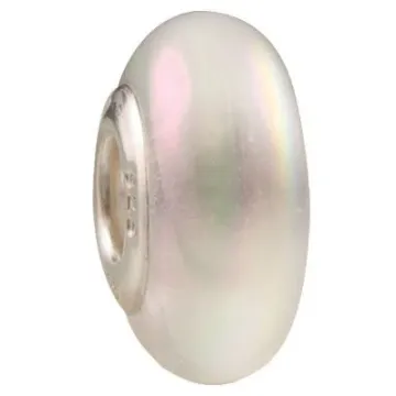 Fenton Art Glass Artisan Crafted Bead - Crystal Carnival - Sterling Silver Lined