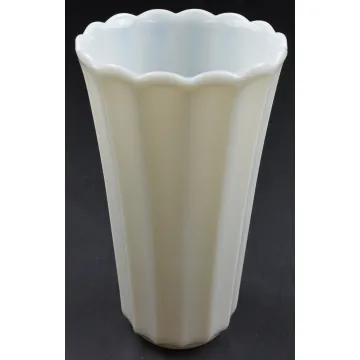 Fluted Milk Glass Scalloped Flower Vase - 8.5 Tall
