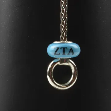 Fenton Art Glass Artisan Crafted Bead - Zeta Tau Alpha - Sterling Silver Lined