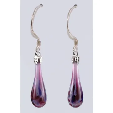 Fenton Art Glass - Mosaic Teardrop Earrings - Enchanted Berries - Handcrafted