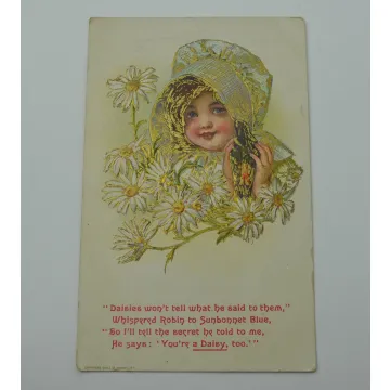 Vintage Postcard - Greeting Card - Daisies Won't Tell What He Said To Them - Early 1900's