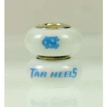 Fenton Milk Glass Collegiate Bead - North Carolina - Sterling Silver Lined
