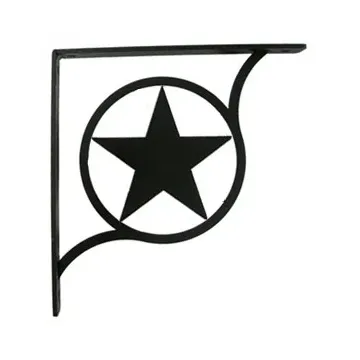 Wall Shelf Bracket Pair Of 2 - Western Star Pattern - Wrought Iron - 9.25 Long
