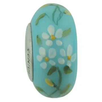 Fenton Art Glass Artisan Crafted Bead - Edelweiss - Sterling Silver Lined
