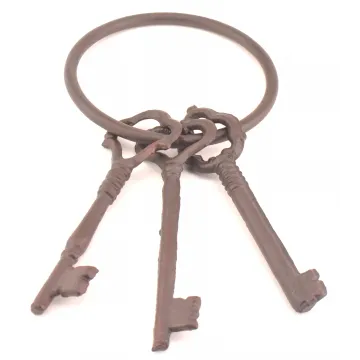 Decorative Cast Iron Jailers Key Ring - 3 Keys