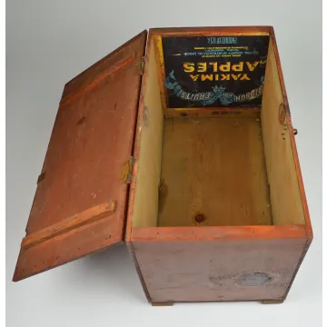 Vintage Hand Made Cherry Storage Crate - Lidded & Hinged - 11.625 Tall