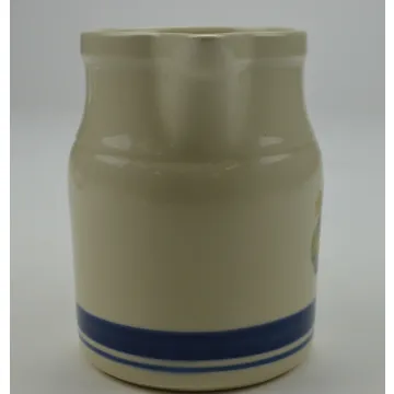 Friendship Pottery - Blue Stripe Pattern With Pear & Fig Motif - 28 Oz. Pitcher