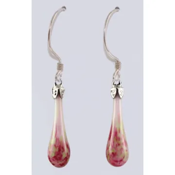 Fenton Art Glass - Mosaic Teardrop Earrings - Sweet Pea - Handcrafted