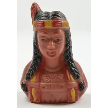 Vintage Plastic Indian Chief And Princess Salt & Pepper Shakers
