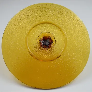 Vintage Amber Glass Tidbit Tray - 10.25 Round