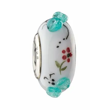 Fenton Art Glass Bead - Delightful Dragonfly - Sterling Silver Core