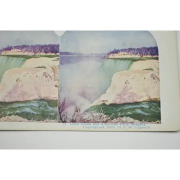 Stereoview By T. W. Ingersoll - No. 72 - Luna Island And American Falls, Niagara - Antique 1903