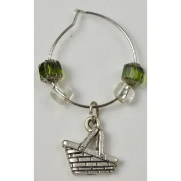 Silver Toned Double Handled Basket Charm
