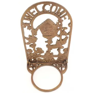 Cast Iron Welcome Plaque With Plant Holder - Bird Theme - 13 1/8 Tall