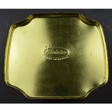 Meister Christmas Candy Tin With Bells, Cardinal And A Sleigh - 2.75 Tall