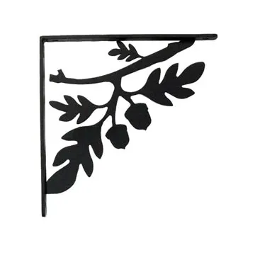 Wall Shelf Bracket Pair Of 2 - Oak Leaf & Acorn - Wrought Iron - 9.25 Long