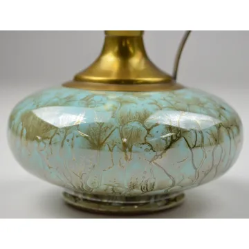 Vintage Delft Hand Painted Bud Vase - Pitcher Design With Brass Spout & Handle
