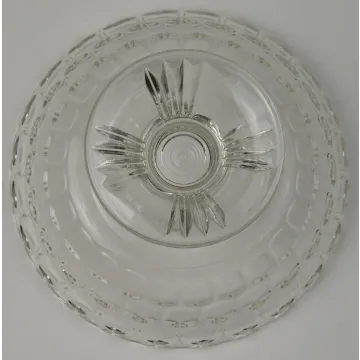 Clear Glass Block Pattern Compote - 10 Round