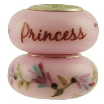 Fenton Art Glass Artisan Bead - Princess - Hand Painted & Sterling Silver Lined