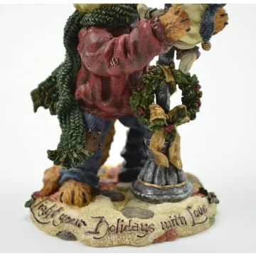 Boyds Bears Resin Cat Figurine - Mr. Fuzzywig And Sparky Holiday Glow