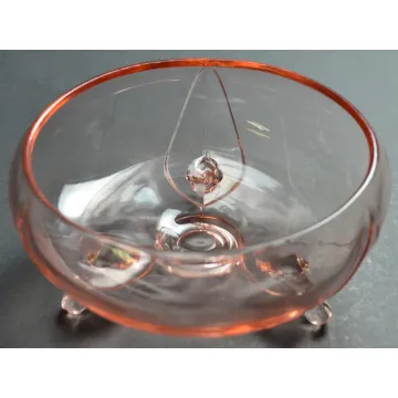 Vintage Pink Depression Glass Three Toed Bowl - 3.5 Tall