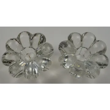Clear Glass Candlestick Holders - Set Of Two - 2.125 Tall