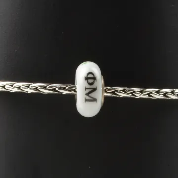 Fenton Art Glass Artisan Crafted Bead - Phi Mu - Sterling Silver Lined
