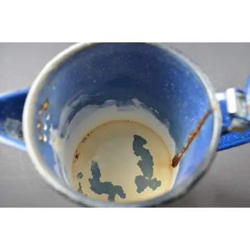 Vintage 6 Cup Blue Enamel Coffee Pot - 7.75 Tall